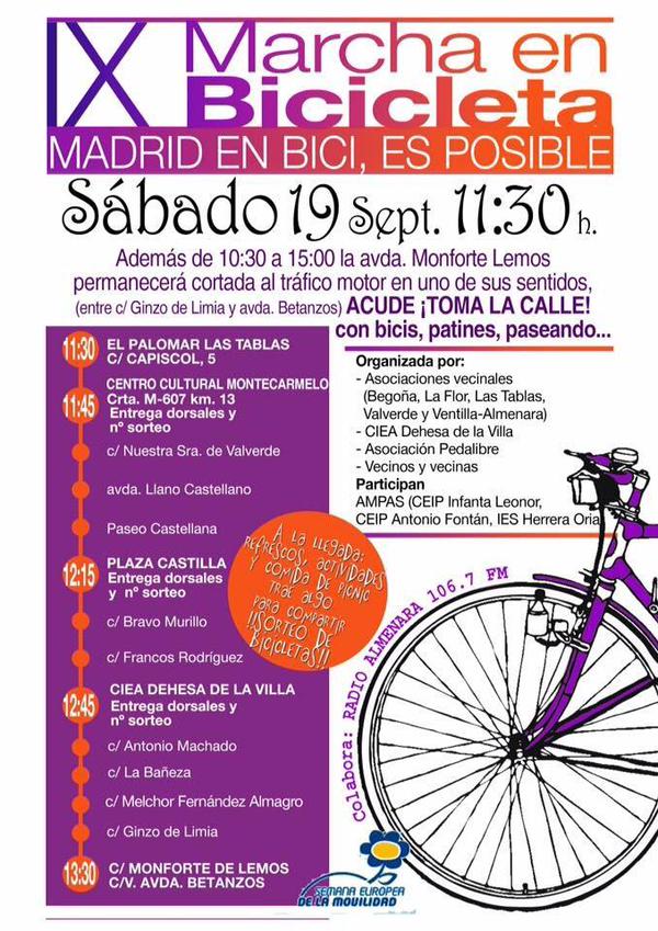 IX Marcha en Bici Semana Europea de la Movilidad en Fuencarral-El Pardo