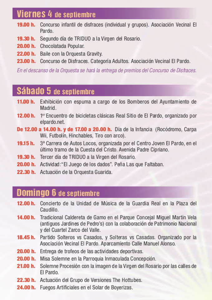 Programación de las Fiestas de El Pardo 2015